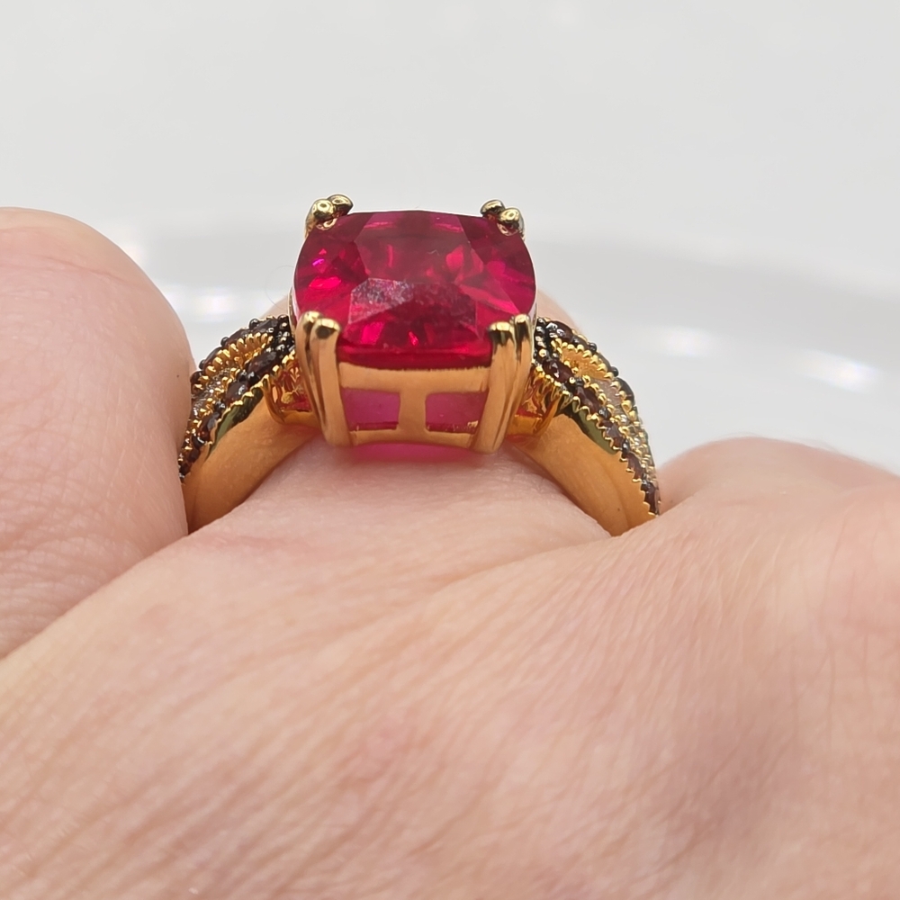 Designer Signed  Ruby And  Garnet Ring - Picture 9 of 13